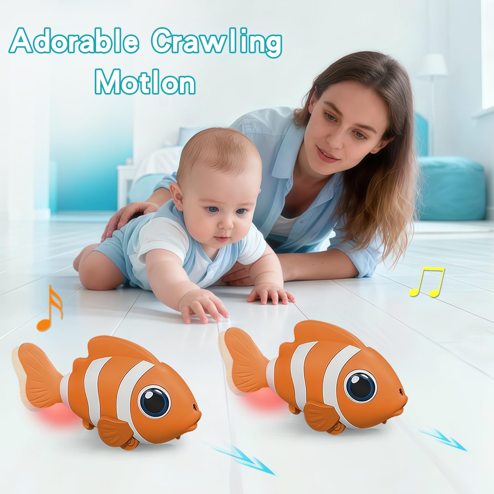 Gzsbaby Musical Lobster Crawling Toy with Mute Button & Lights – Orange Rechargeable Baby Toy for Tummy Time