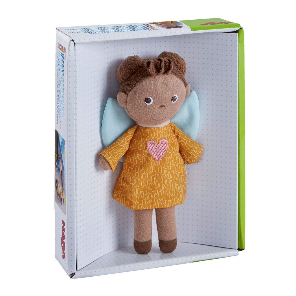 HABA Guardian Angel Mini Doll Nora - 6-Inch Soft Plush Baby Doll with Angel Wings for Ages 0+