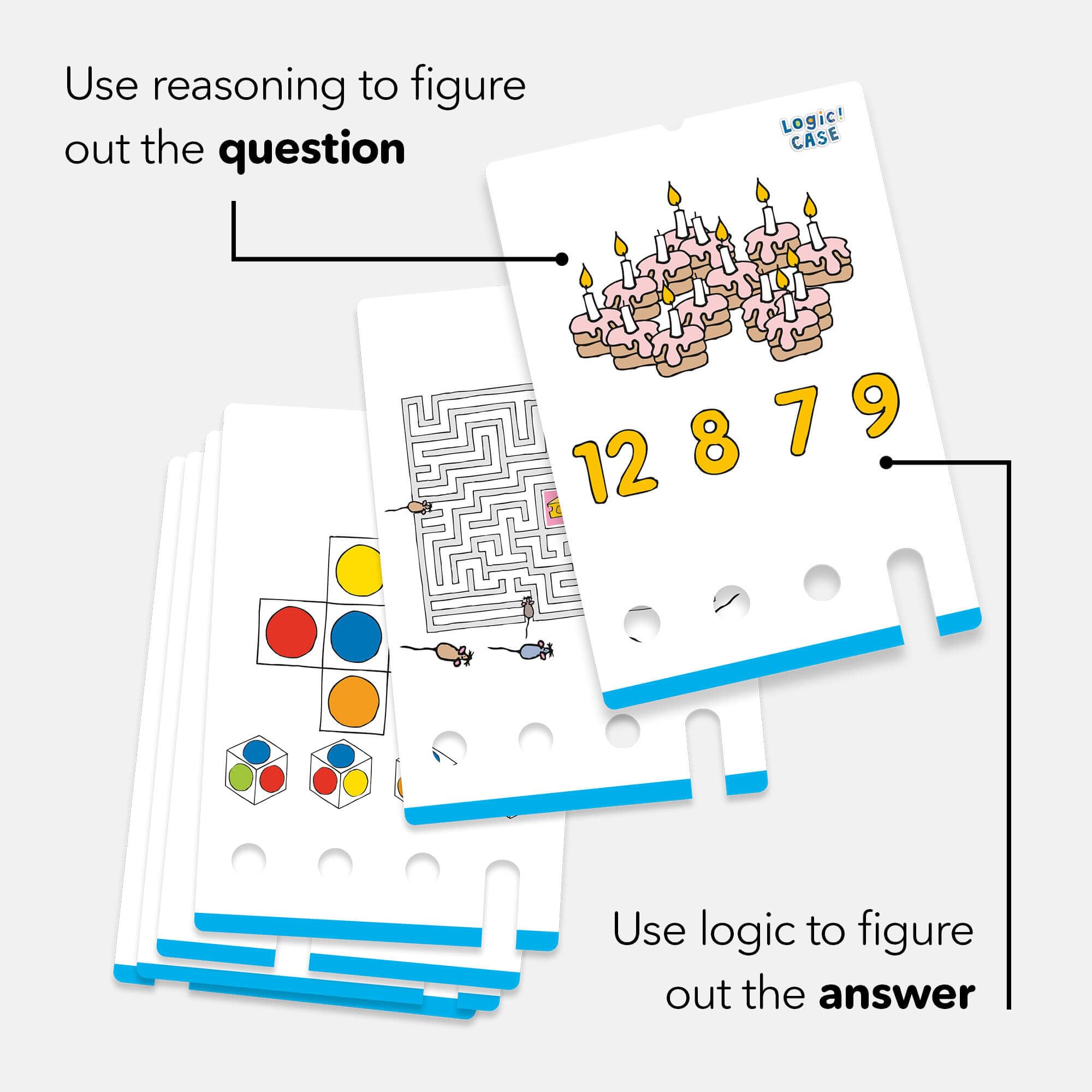 HABA Logic! CASE Starter Set 6+ – 77 Brain Teaser Puzzles for Kids, Travel Game with Self-Checking Wooden Peg