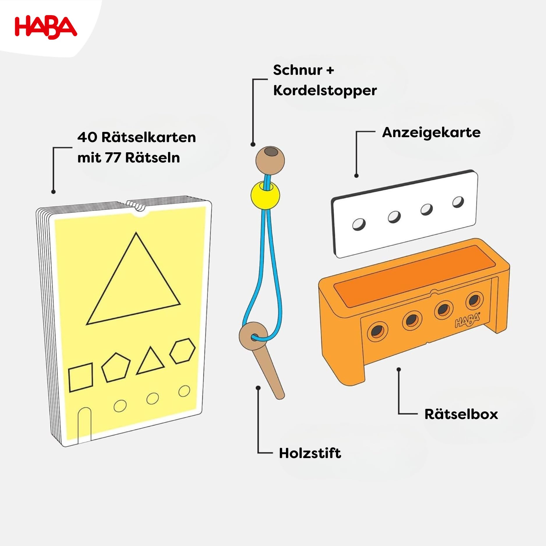 HABA Logic! CASE Starter Set – 77 Brain Teaser Puzzles for Kids Ages 4-8, Self-Checking Handheld Game for Travel & Car