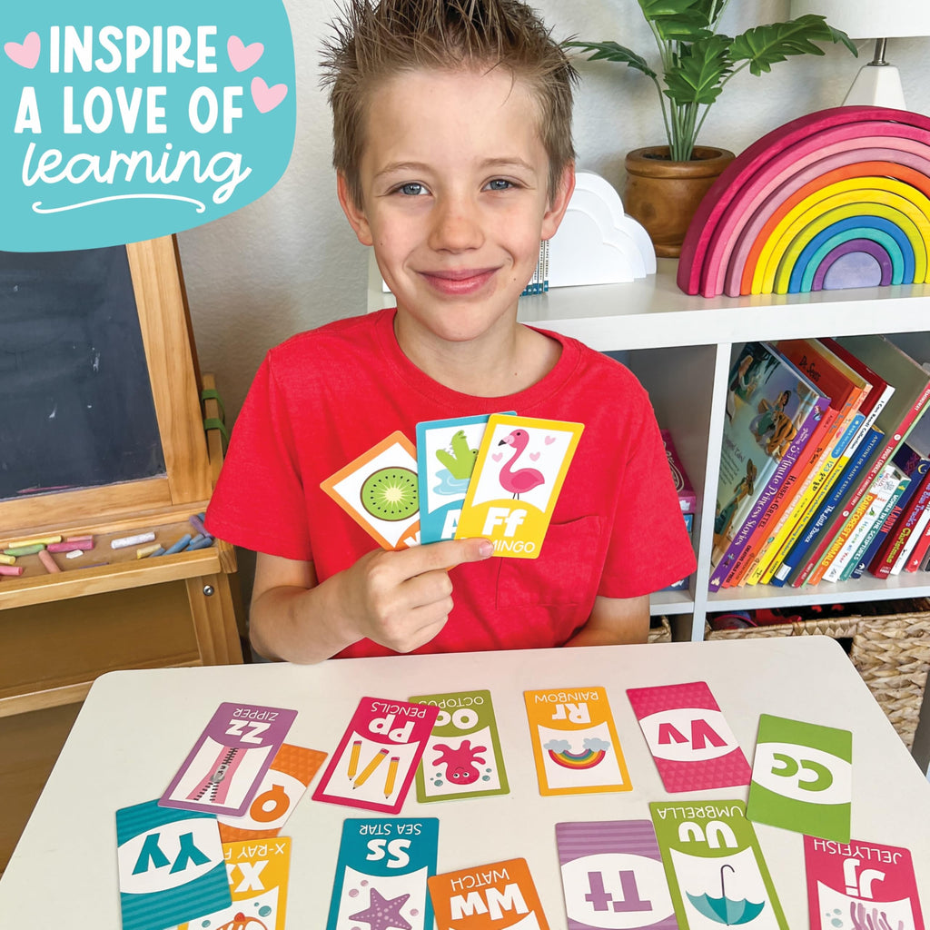 Hadley Designs 58-Piece Alphabet Flash Cards Set for Toddlers 1-3 - ABC, Numbers, Colors, Shapes - Preschool Learning Activities