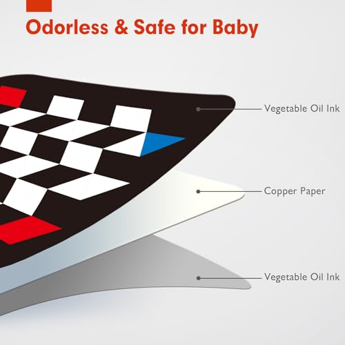 hahaland Contrast Flash Cards for Infant Tummy Time – 20 Black & White Visual Stimulation Cards for Newborns 0-3-6 Months
