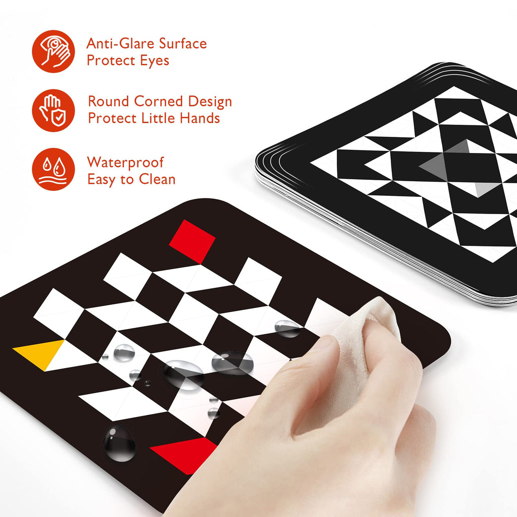 hahaland Contrast Flash Cards for Infant Tummy Time – 20 Black & White Visual Stimulation Cards for Newborns 0-3-6 Months