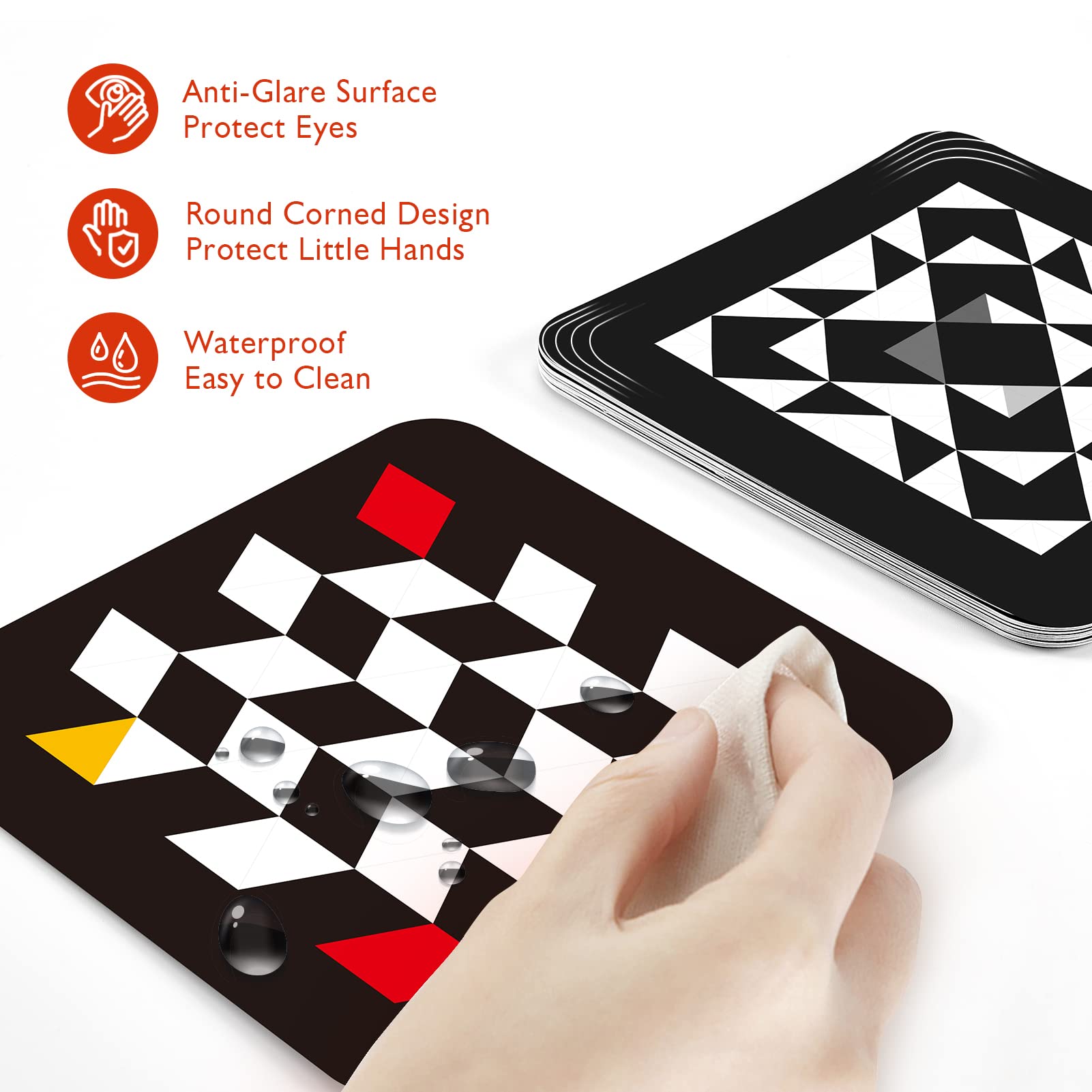 hahaland Contrast Flash Cards for Infant Tummy Time – 20 Black & White Visual Stimulation Cards for Newborns 0-3-6 Months
