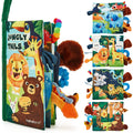 hahaland Jungly Tails Baby Sensory Book 0-12 Months - Soft Cloth Tummy Time Toy with 3D Textured Tails & Sounds
