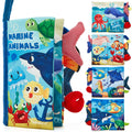 hahaland Marine Tails Baby Book – Soft Cloth Sensory Book with 3D Tails, Crinkle Sounds, and Hanging Strap for Infants 0-12 Months