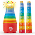hahaland Stacking Cups for Toddlers 1-3 - 10 Piece Light & Sound Montessori Toy