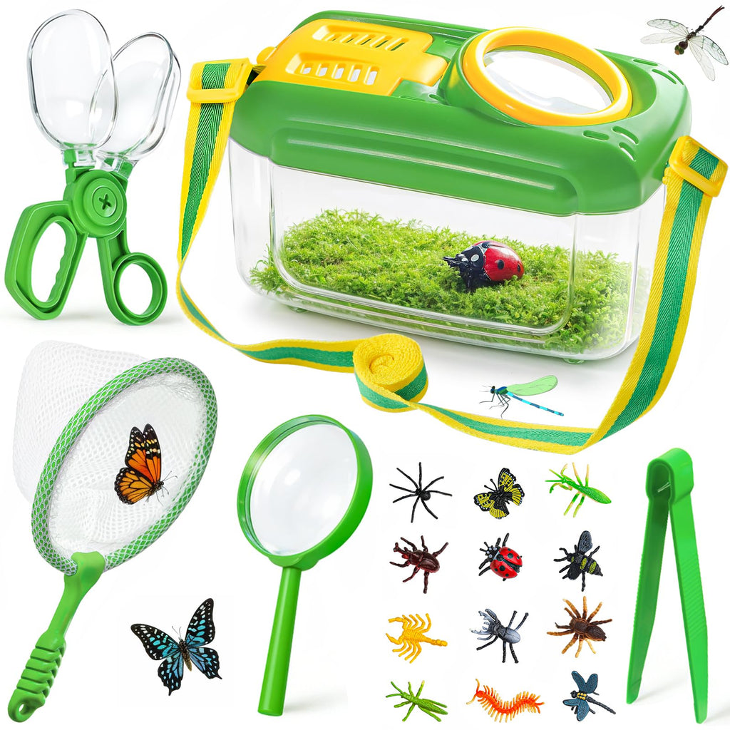HAIMST 17-Piece Bug Catcher Kit for Kids | Outdoor Explorer Set with Butterfly Net & Magnifying Glass