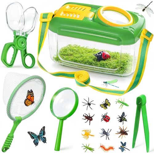 HAIMST 17-Piece Bug Catcher Kit for Kids | Outdoor Explorer Set with Butterfly Net & Magnifying Glass