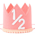 Half Birthday Crown Hat for Baby Girls and Boys – SYESQL Candy Color Crown with 1/2 Design