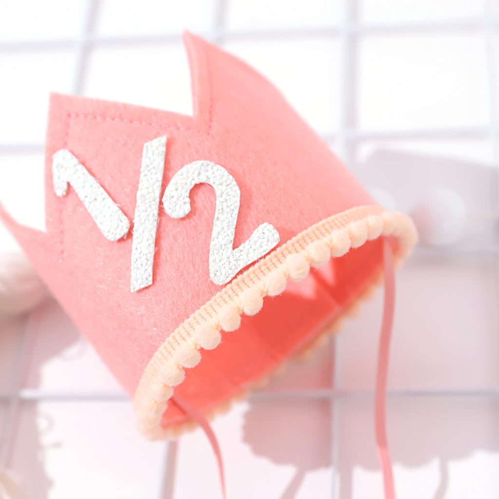 Half Birthday Crown Hat for Baby Girls and Boys – SYESQL Candy Color Crown with 1/2 Design