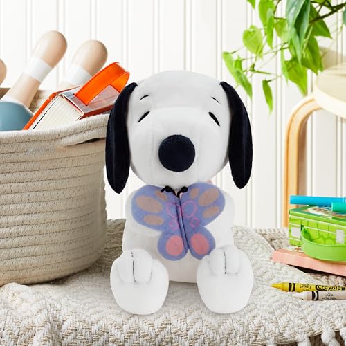 Hallmark Peanuts Snoopy Plush Toy with Butterfly - Easter Gift for Kids and Collectors