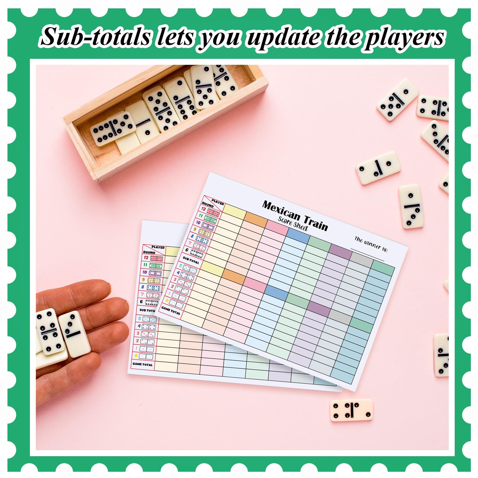 Halloscume 2-Pack Mexican Train Score Pads – 120 Sheets, Colorful Chicken Foot Dominoes Score Sheets, 6.7x5.1 Inches