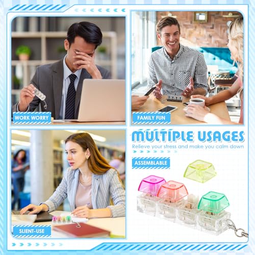 Halloscume 3-Pack Keyboard Fidget Keychain Set - Silent, Creamy & Clicky Sounds - Stress Relief Toy for Office, School, Home