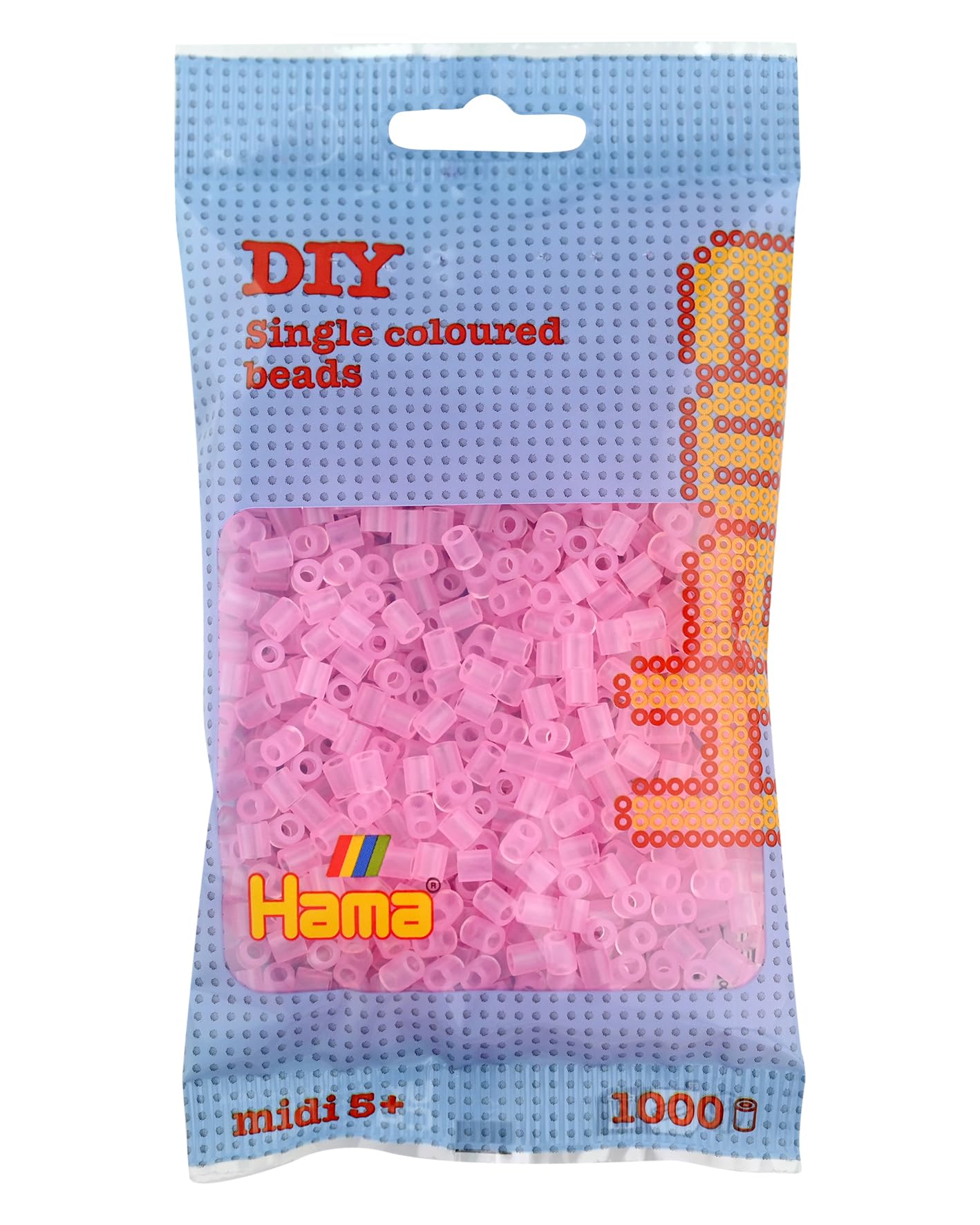 Hama 207-72 Bead Refill Bag - 1000 Translucent Pink Plastic Beads