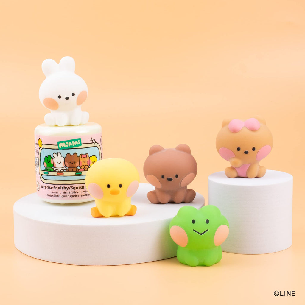 Hamee LINE Friends minini Cute Capsule Squishy – Water-Filled Mystery Blind Toy, Collectible Stress Relief Fidget