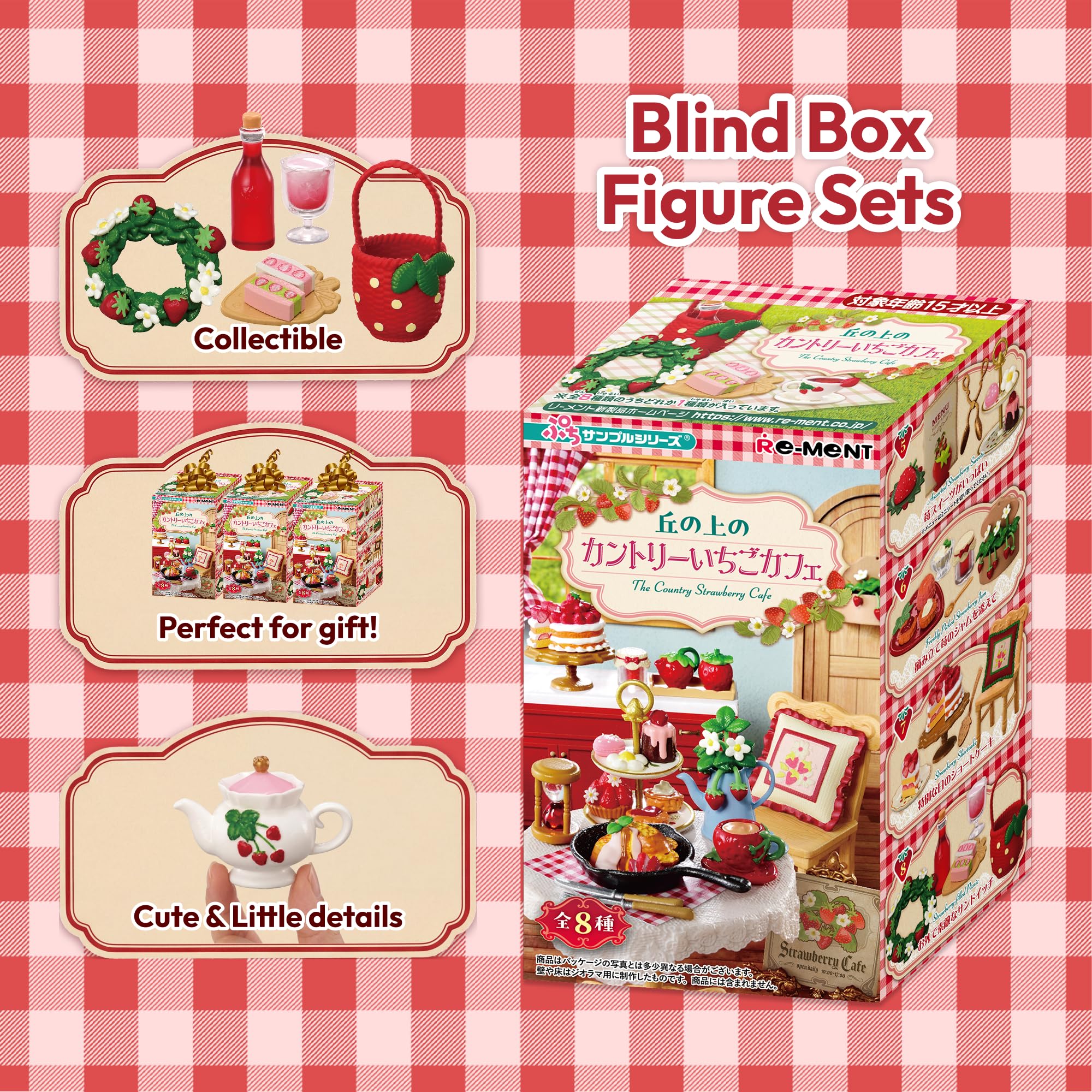 Hamee RE-MENT Strawberry Café Blind Box Miniature Figure – 1 Random Figure from 8 Designs