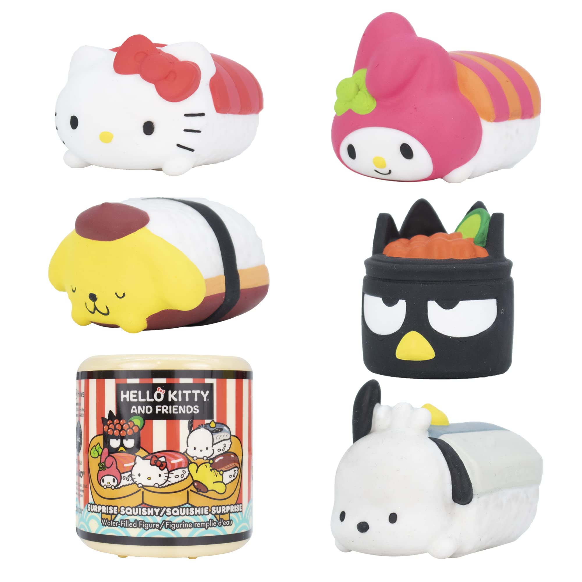 Hamee Sanrio Hello Kitty & Friends Sushi Squishy Blind Capsule – 1 Random Design (Officially Licensed Water-Filled Stress Toy)