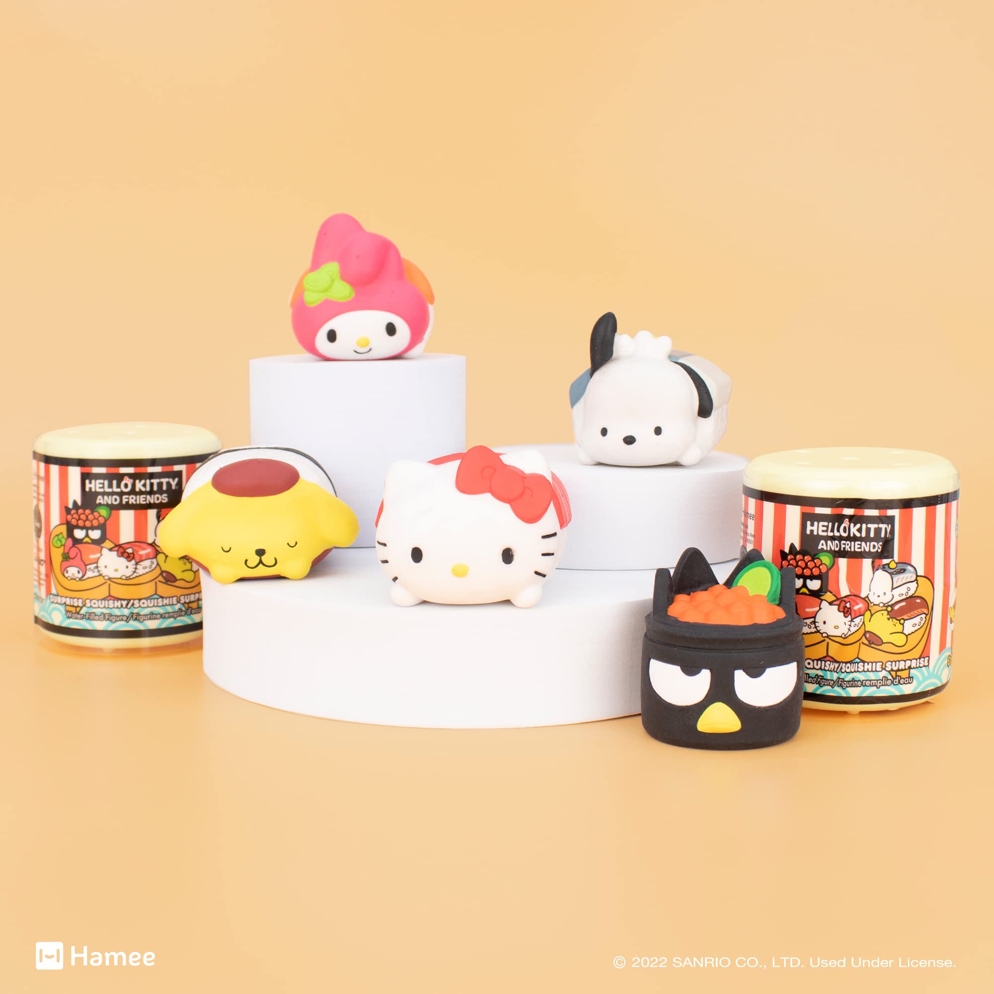 Hamee Sanrio Hello Kitty & Friends Sushi Squishy Blind Capsule – 1 Random Design (Officially Licensed Water-Filled Stress Toy)