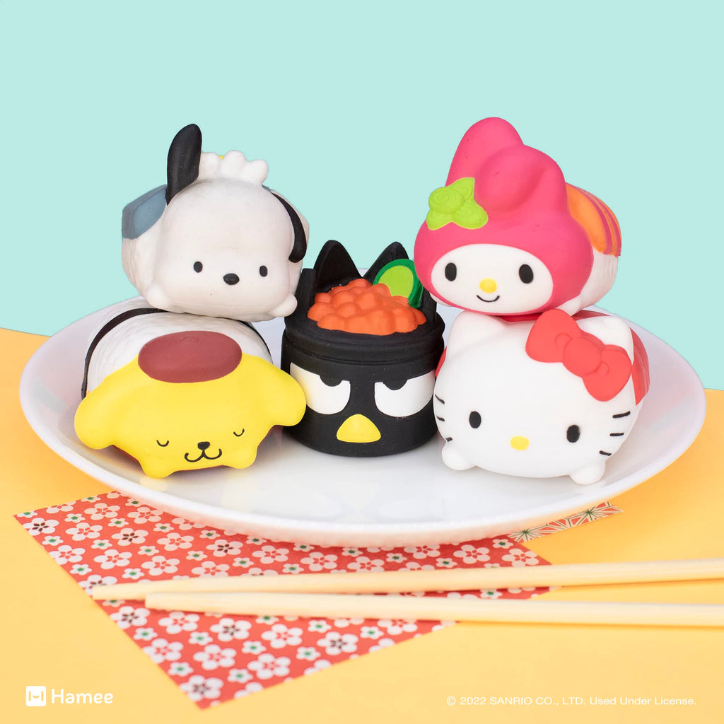 Hamee Sanrio Hello Kitty & Friends Sushi Squishy Blind Capsule – 1 Random Design (Officially Licensed Water-Filled Stress Toy)