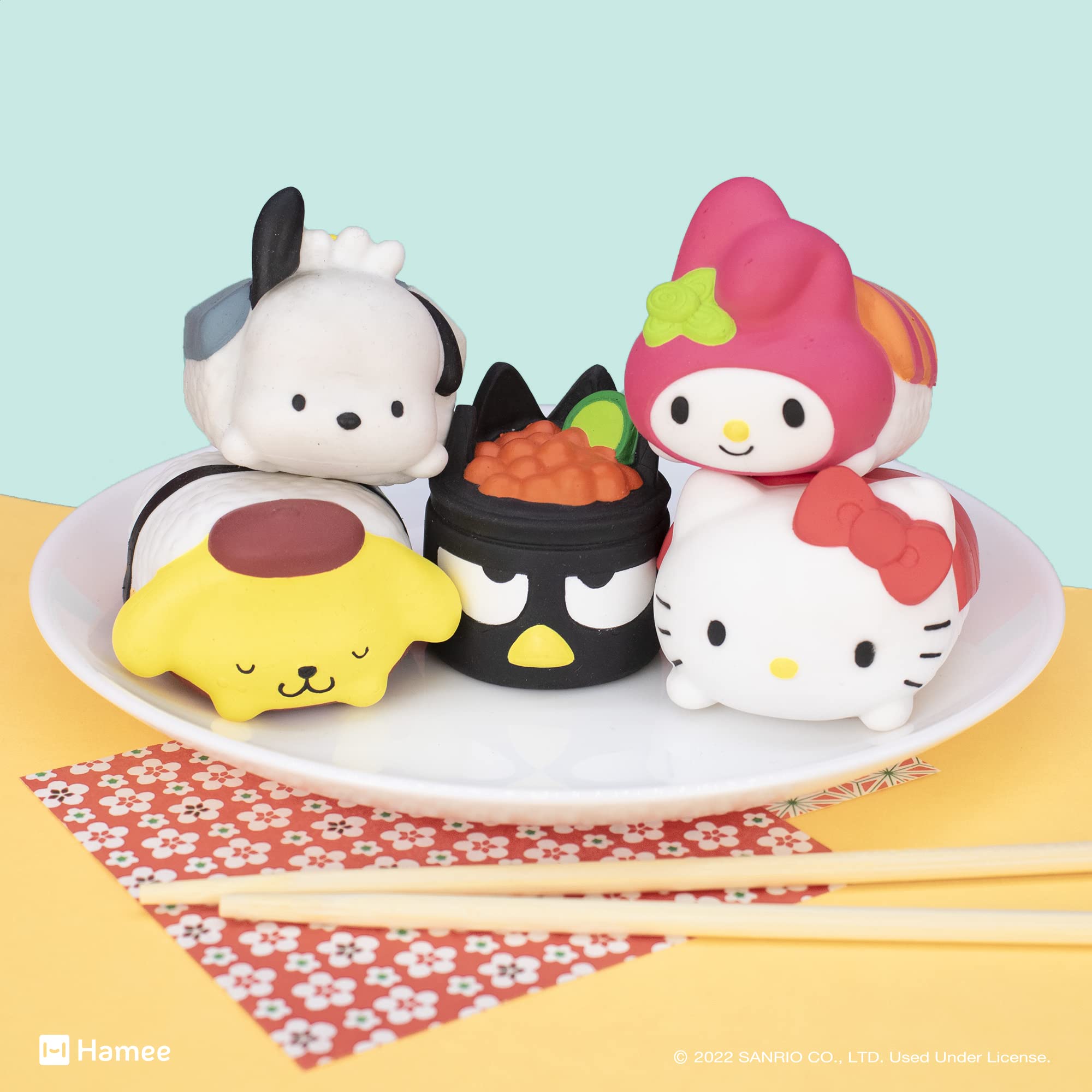 Hamee Sanrio Hello Kitty & Friends Sushi Squishy Blind Capsule – 1 Random Design (Officially Licensed Water-Filled Stress Toy)