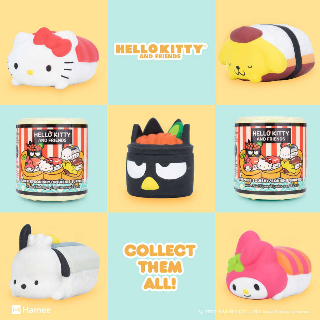 Hamee Sanrio Hello Kitty & Friends Sushi Squishy Blind Capsule – 1 Random Design (Officially Licensed Water-Filled Stress Toy)