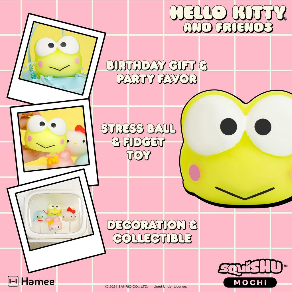 Hamee SquiSHU Sanrio Hello Kitty and Friends Keroppi Mochi Squishy Toy – Stretchy Fidget Sensory Toy