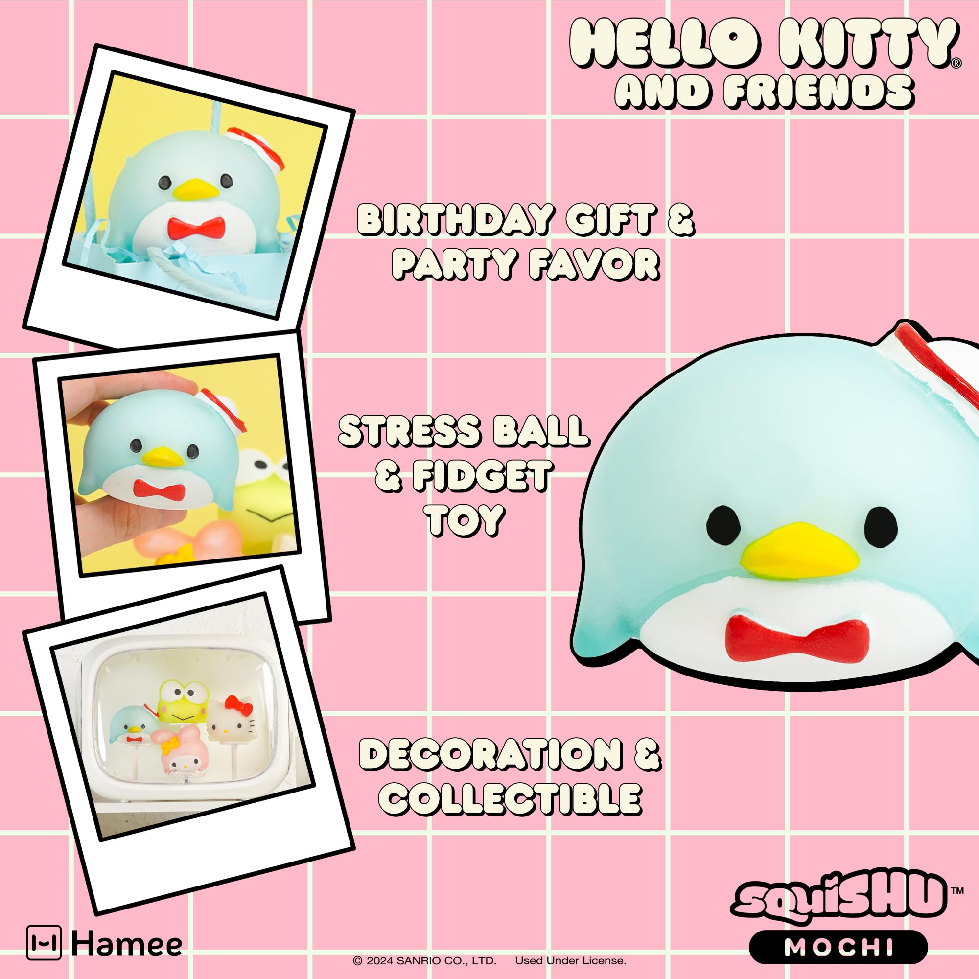 Hamee SquiSHU Tuxedosam Mochi Squishy Toy – Soft Stretchy Fidget Sensory Stress Ball for Kids and Adults (Sanrio Hello Kitty & Friends)