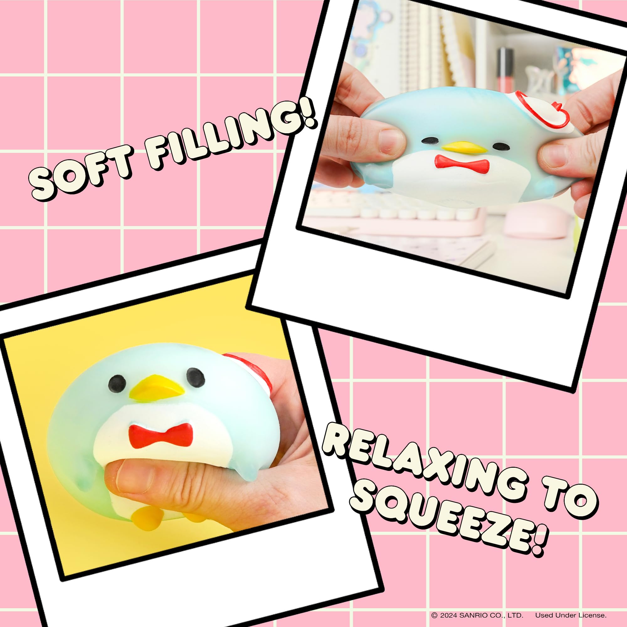 Hamee SquiSHU Tuxedosam Mochi Squishy Toy – Soft Stretchy Fidget Sensory Stress Ball for Kids and Adults (Sanrio Hello Kitty & Friends)