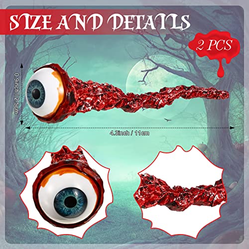 Hanaive 2-Pack Blue Latex Ripped Out Eyeballs – Realistic Halloween Prop for Haunted House Decor