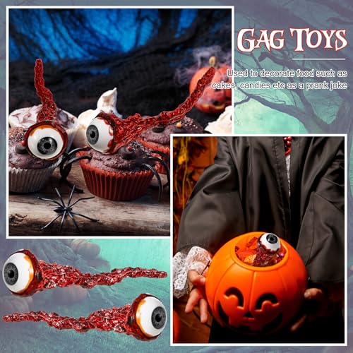 Hanaive 2 Pack Grey Ripped Out Eyeballs – Realistic Latex Fake Eyes for Halloween Props and Haunted House Decor