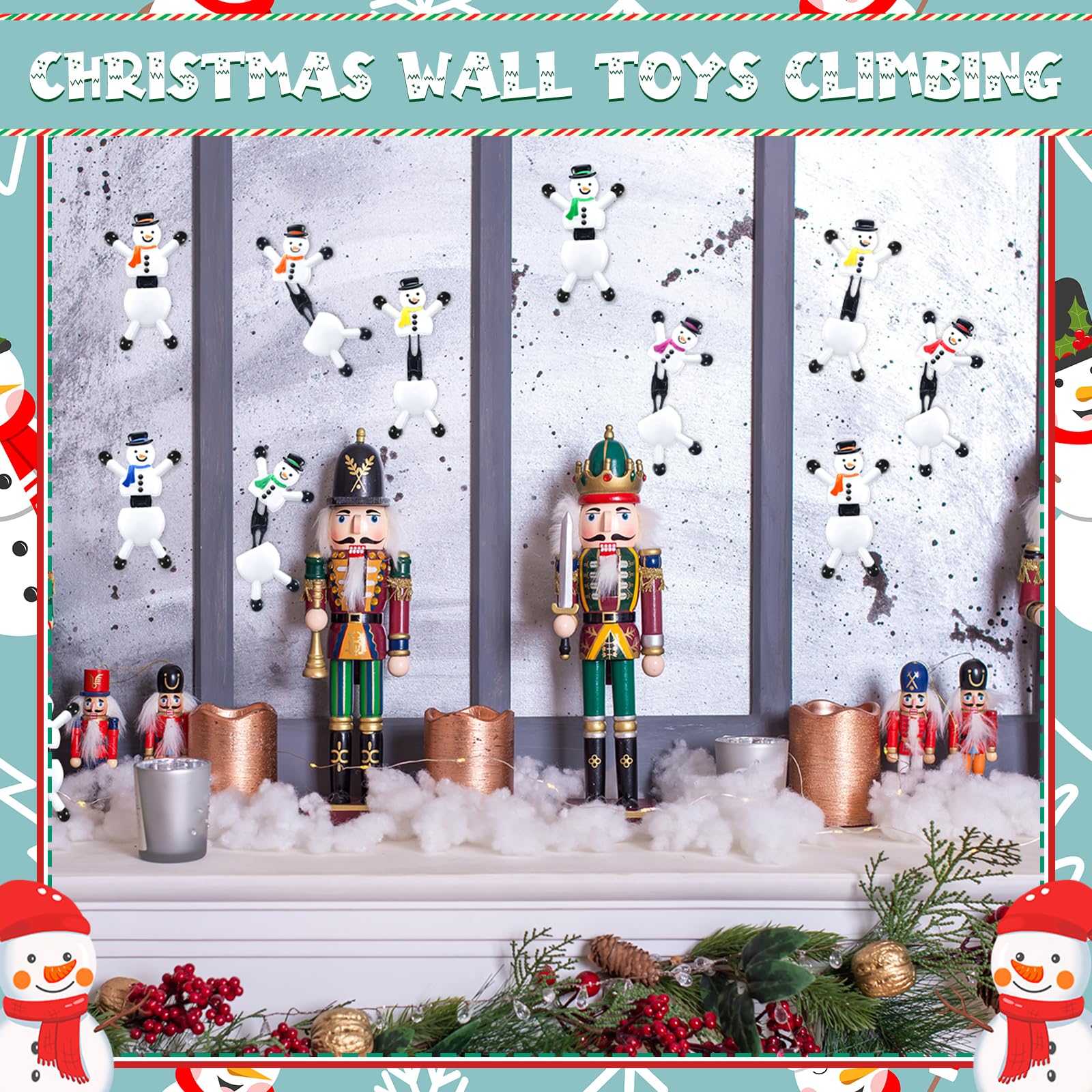 Hanaive 24 Pack Christmas Sticky Wall Toys - Snowman Climbers Party Favors