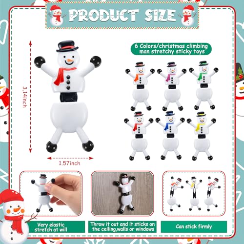 Hanaive 24 Pack Christmas Sticky Wall Toys - Snowman Climbers Party Favors