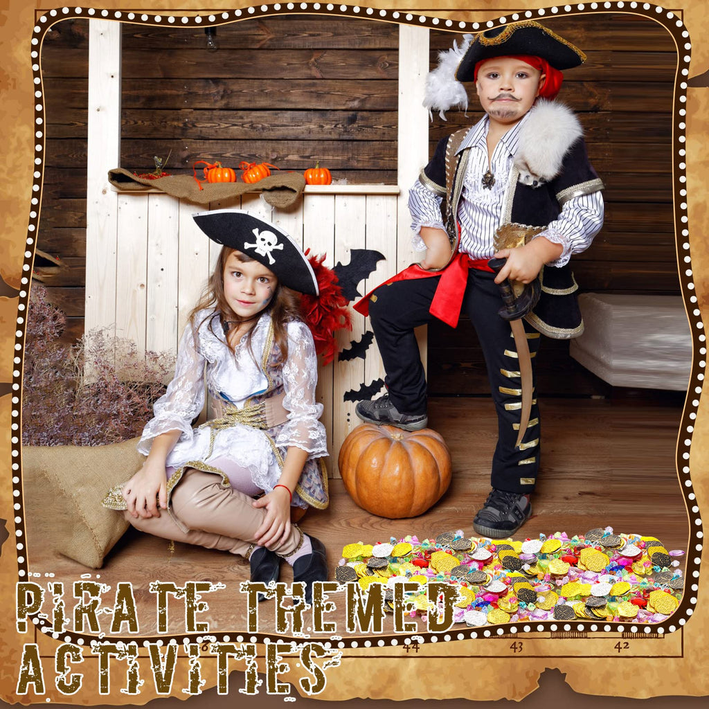 Hanaive 319-Piece Pirate Treasure Set – Fake Gold Coins, Plastic Gems, and Pearls for Party Decor & Games