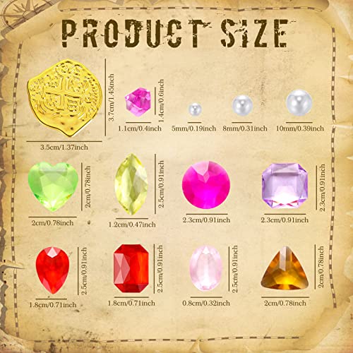Hanaive 319-Piece Pirate Treasure Set – Fake Gold Coins, Plastic Gems, and Pearls for Party Decor & Games