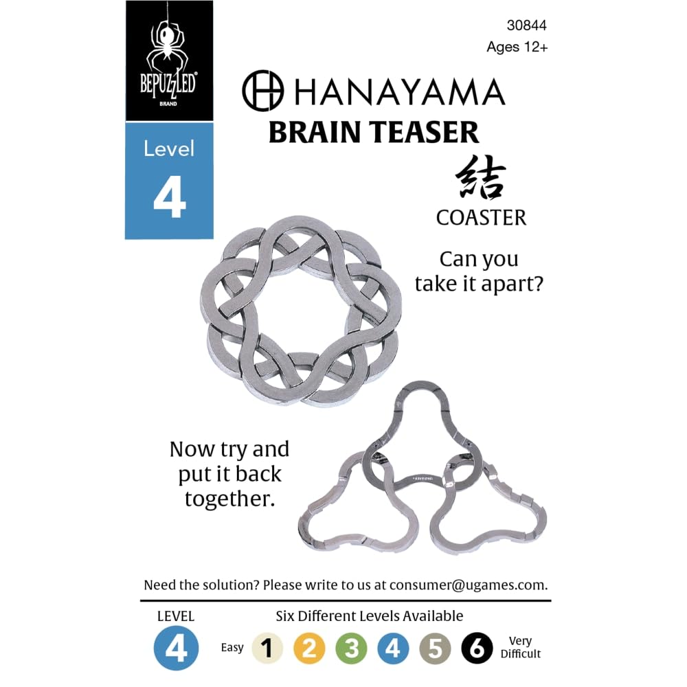 Hanayama Coaster Metal Brainteaser Puzzle – Level 4 Mensa Rated