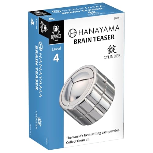 Hanayama Cylinder Brainteaser Puzzle – Level 4 Challenging Cast Metal by Vesa Timonen