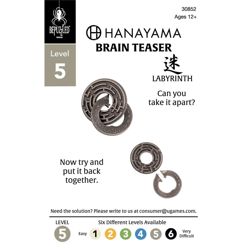 Hanayama Labyrinth Metal Brainteaser – Mensa Rated Level 5 Puzzle for Ages 12+