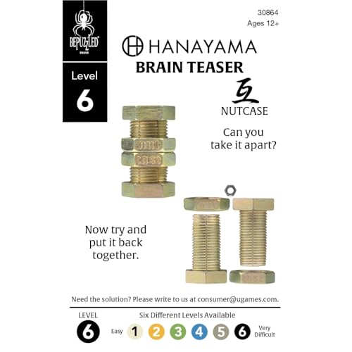 Hanayama Nutcase Metal Brainteaser Puzzle – Level 6 Mensa Rated Challenge by Oskar van Deventer
