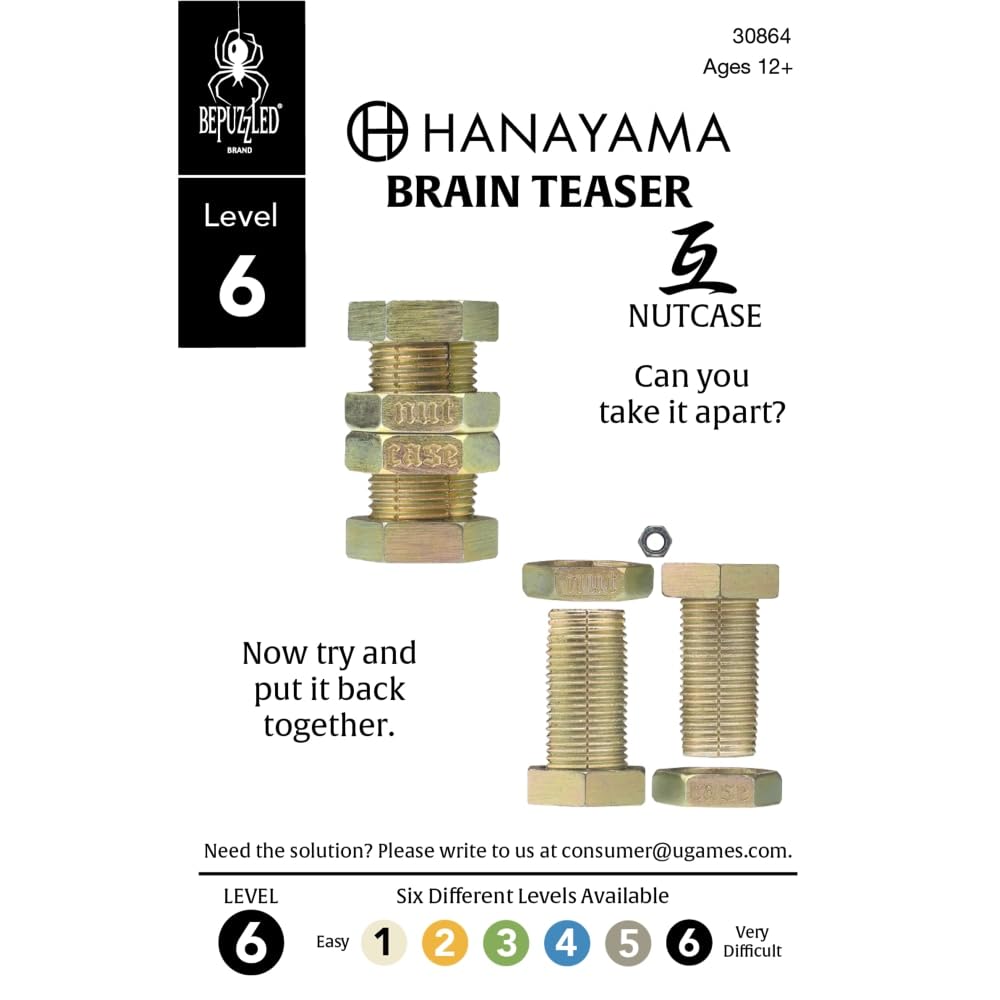 Hanayama Nutcase Metal Brainteaser Puzzle – Level 6 Mensa Rated Challenge by Oskar van Deventer