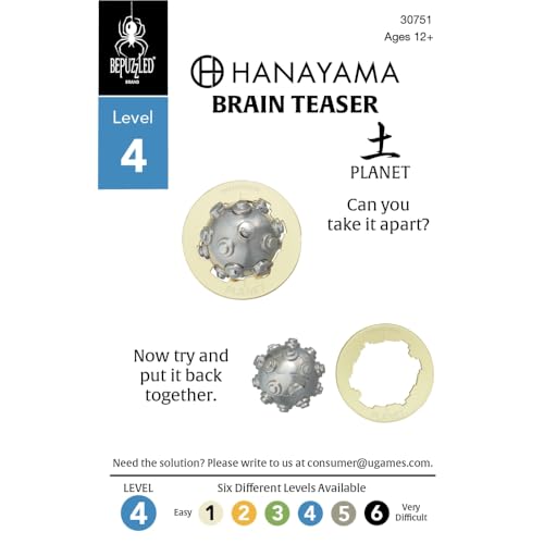 Hanayama Planet Cast Metal Brain Teaser Puzzle - Level 4 Mensa-Rated Challenge for Ages 12+