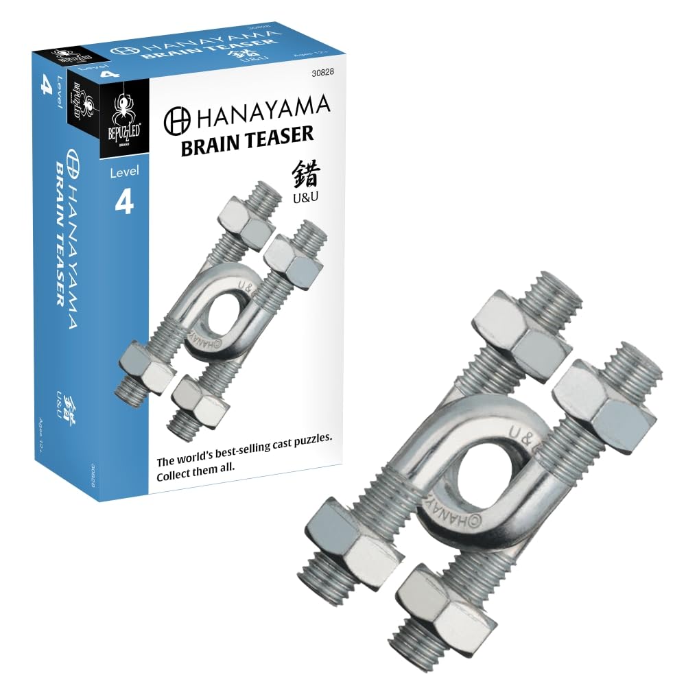 Hanayama U&U Cast Metal Brain Teaser Puzzle – Level 4, Mensa-Rated, Award-Winning Design