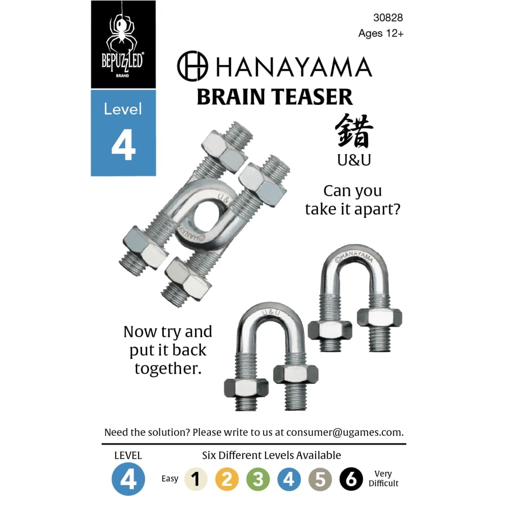 Hanayama U&U Cast Metal Brain Teaser Puzzle – Level 4, Mensa-Rated, Award-Winning Design