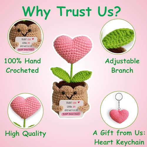 Hand-Crochet Heart Flower Doll by SamMi Crafts – Emotional Support Gift with Keychain