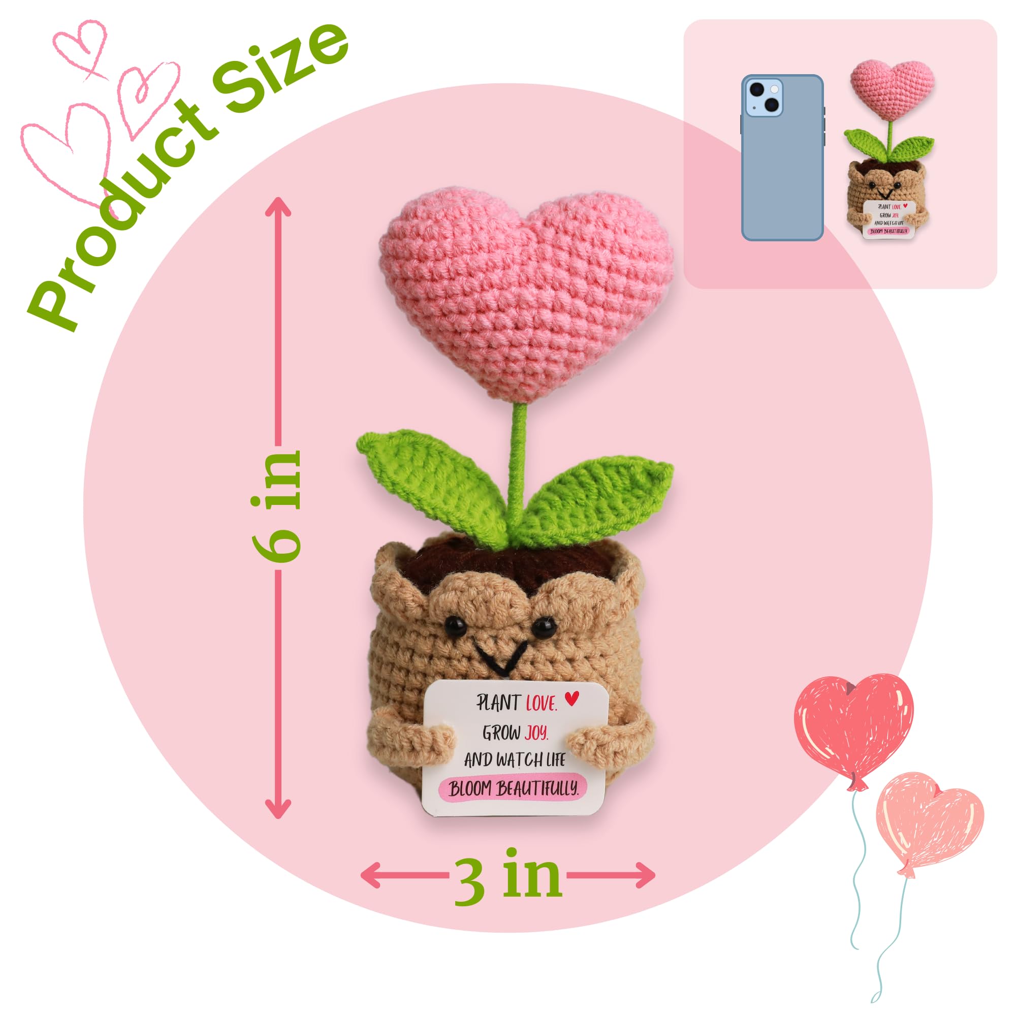 Hand-Crochet Heart Flower Doll by SamMi Crafts – Emotional Support Gift with Keychain