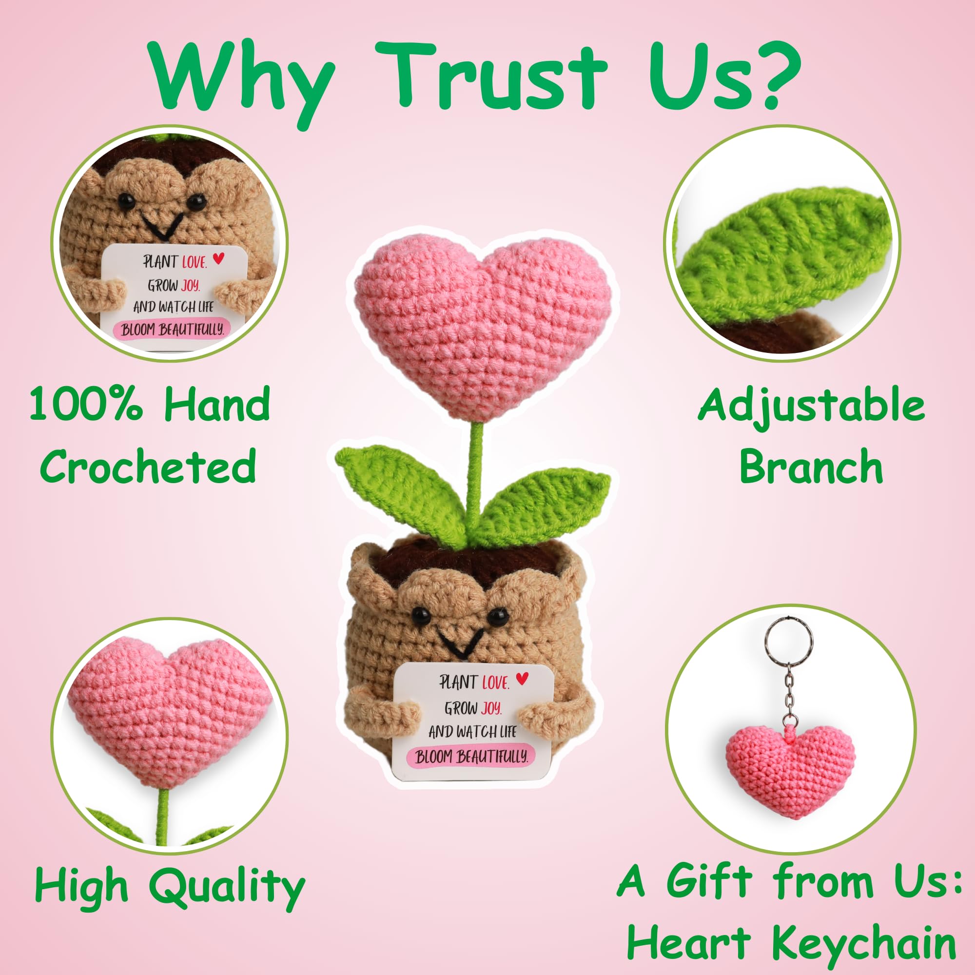 Hand-Crochet Heart Flower Doll by SamMi Crafts – Emotional Support Gift with Keychain