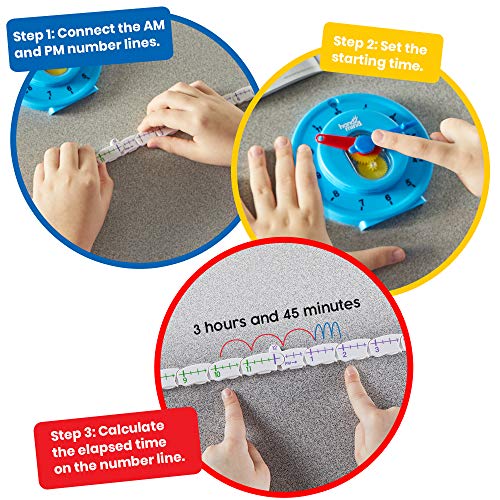 hand2mind Advanced NumberLine Clock – Learn to Tell Time with Number Line Math Manipulative