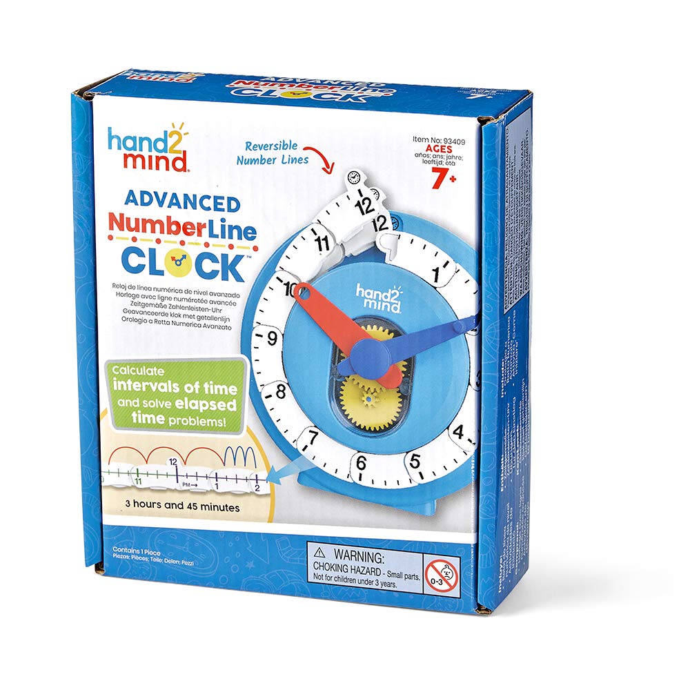 hand2mind Advanced NumberLine Clock – Learn to Tell Time with Number Line Math Manipulative