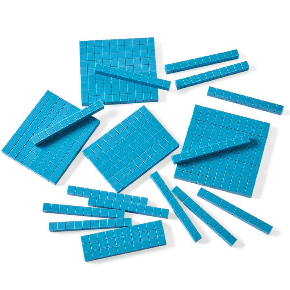 hand2mind Blue Plastic Base Ten Rods - Set of 50 Place Value Blocks for Math Learning