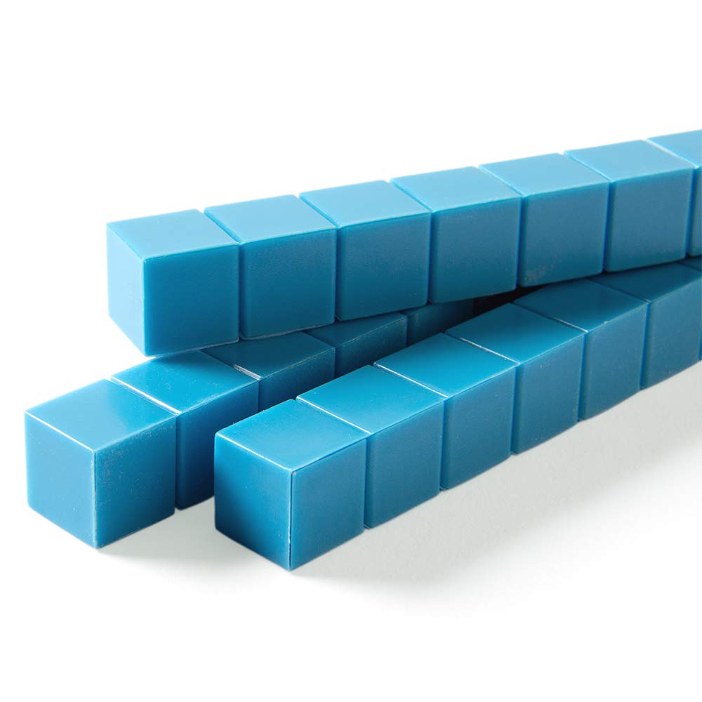 hand2mind Blue Plastic Base Ten Rods - Set of 50 Place Value Blocks for Math Learning